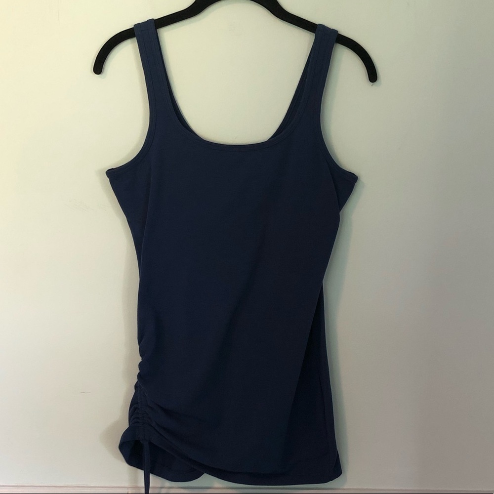Prana Blue Ariel Side Ruched Tank Top Size Medium